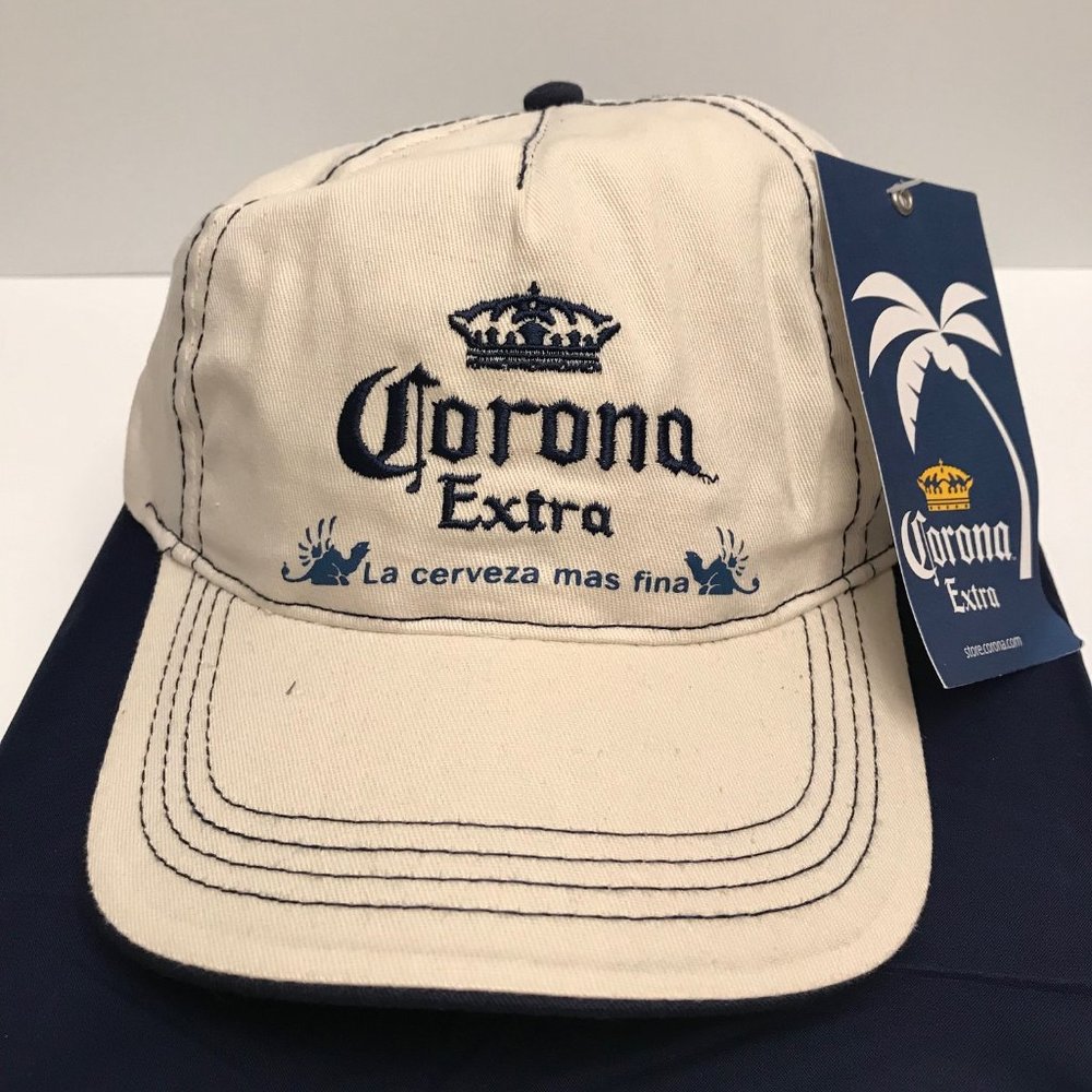 Corona Extra Beer Relaxed Fit Beige/Navy Blue Adjustable Cap NWT